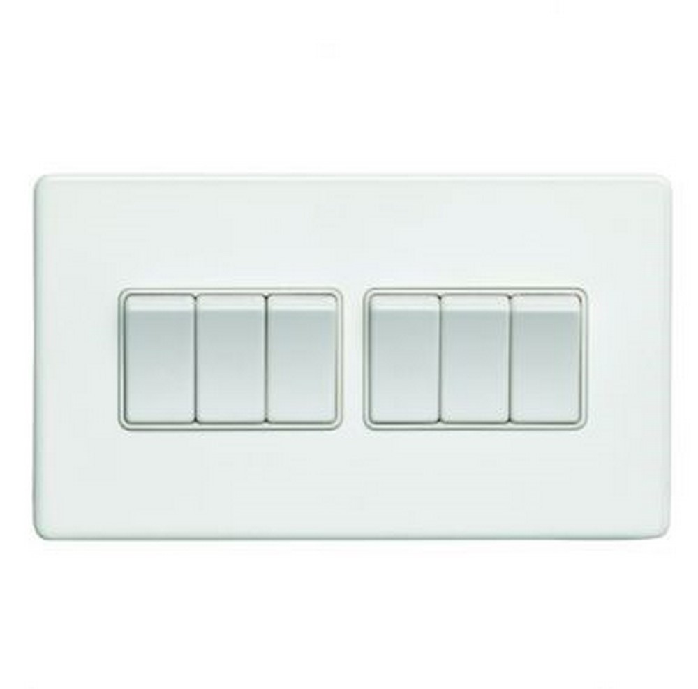 White 6 Gang Light Switches