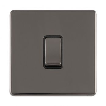 Black Nickel Light Switch, Black Inserts and Matching Switch | 1 Way, 20A | Concealed 3mm range by Eurolite - ECBN20ADPSWB