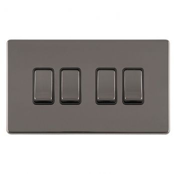 Black 4 Gang Light Switches