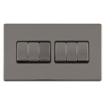 Black 6 Gang Light Switches