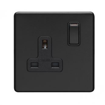 Matt Black Single Socket, Black Inserts | 13A | Concealed 3mm range by Eurolite - ECMB1SOB