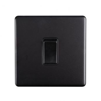 Matt Black Light Switch, Black Inserts | 2 Way, 10A | Concealed 3mm range by Eurolite - ECMB1SWB