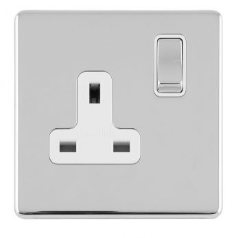 Polished Silver Single Socket, White Inserts | 13A | Concealed 3mm range by Eurolite - ECPC1SOW