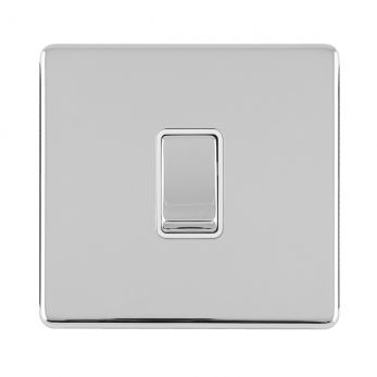 Polished Silver Light Switch, White Inserts and Matching Switch | Intermediate, 10A | Concealed 3mm range by Eurolite - ECPCINTW