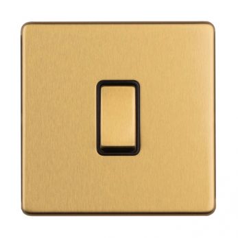 Satin Brass Switch, Black Inserts | 1 Way, 20A | Concealed 3mm range by Eurolite - ECSB20ADPSWB