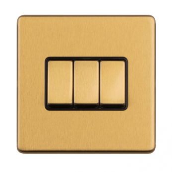 Brass 3 Gang Light Switches