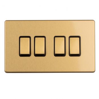 Brass 4 Gang Light Switches