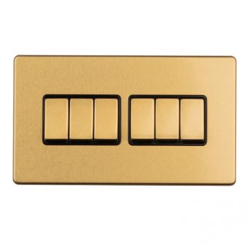 Brass 6 Gang Light Switches