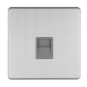 Eurolite 1 Gang Telephone Master Flat Concealed Satin Stainless Plate Grey Interior - ECSS1MG