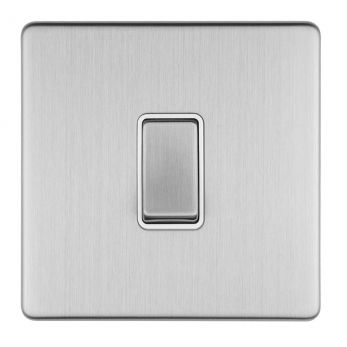 Brushed Steel Light Switch, White Inserts | 2 Way, 10A | Concealed 3mm range by Eurolite - ECSS1SWW