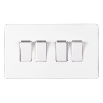 White 4 Gang Light Switches