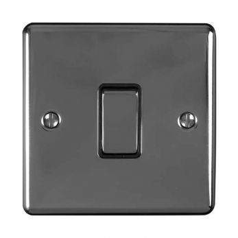 Black Nickel Light Switch, Black Inserts and Matching Switch | 2 Way, 10A | Enhance Decorative range by Eurolite - EN1SWBNB