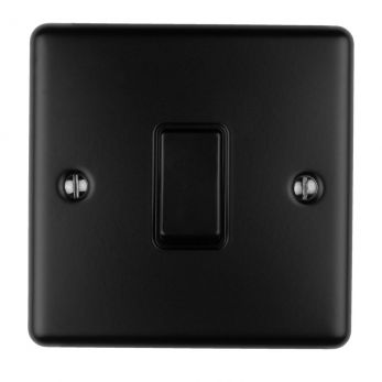 Matt Black Light Switch, Black Inserts | 2 Way, 10A | Enhance Decorative range by Eurolite - EN1SWMBB