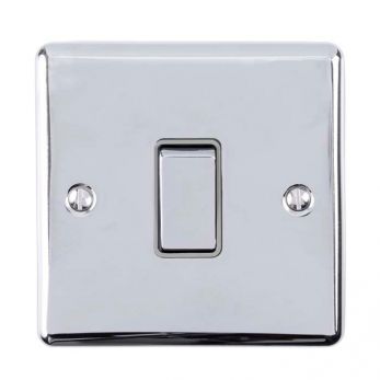 Polished Silver Light Switch, Grey Inserts and Matching Switch | 2 Way, 10A | Enhance Decorative range by Eurolite - EN1SWPCG