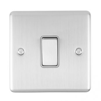 Brushed Steel 20A Switch, Grey Inserts and Matching Switch | 1 Way | Enhance Decorative range by Eurolite - EN20ASWSSG