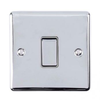 Polished Silver Light Switch, Grey Inserts and Matching Switch | Intermediate, 10A | Enhance Decorative range by Eurolite - ENINTPCG