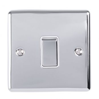 Polished Silver Light Switch, White Inserts and Matching Switch | Intermediate, 10A | Enhance Decorative range by Eurolite - ENINTPCW