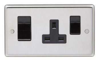 Eurolite PSS45ASWASB Metal Polished Stainless Steel Cooker Switch and Socket