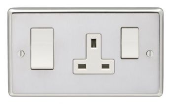 Eurolite PSS45ASWASW Metal Polished Stainless Steel Cooker Switch and Socket