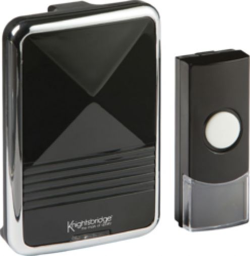 Black Wireless Door Chime, 36 Melodies, 200m Range, IP44 Rated, Power Saving Design