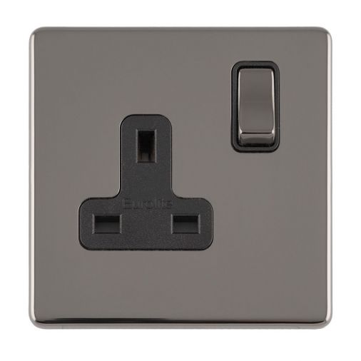 Black Nickel Single Socket, Black Inserts | 13A | Concealed 3mm range by Eurolite - ECBN1SOB