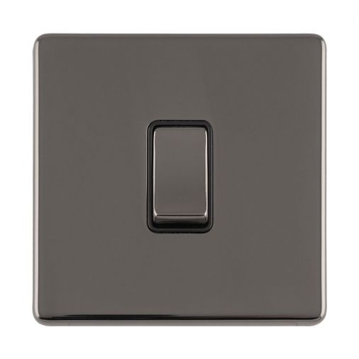 Black Nickel Light Switch, Black Inserts and Matching Switch | 2 Way, 10A | Concealed 3mm range by Eurolite - ECBN1SWB