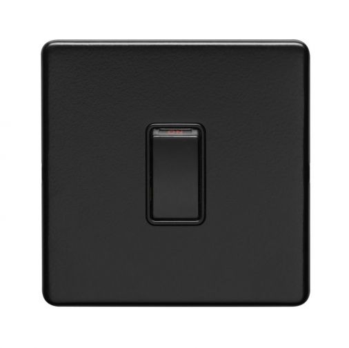 Matt Black Light Switch, Black Inserts | 1 Way, 20A | Concealed 3mm range by Eurolite - ECMB20ADPSWB