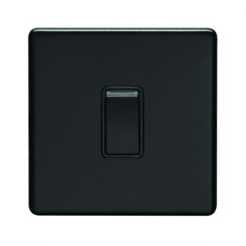 Matt Black Light Switch, Black Inserts | Intermediate, 10A | Concealed 3mm range by Eurolite - ECMBINTB