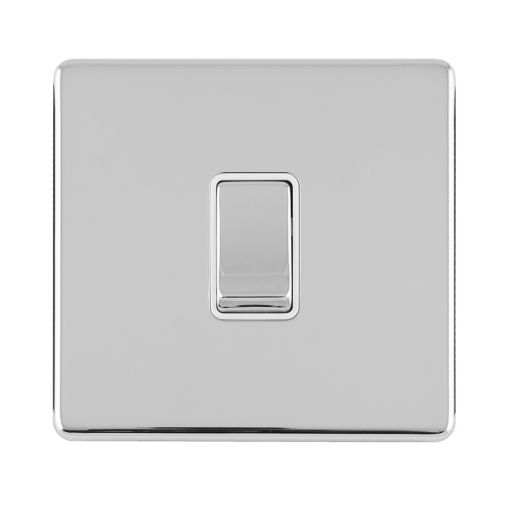 Polished Silver Light Switch, White Inserts and Matching Switch | Intermediate, 10A | Concealed 3mm range by Eurolite - ECPCINTW