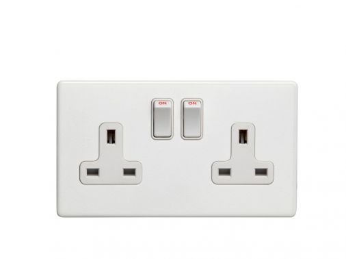 White Double Socket, White Inserts | 13A | Concealed 3mm range by Eurolite - ECW2SOW