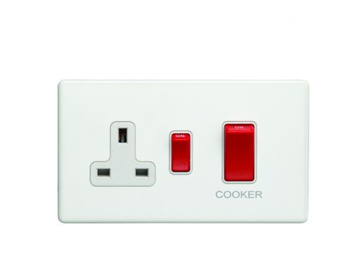 Eurolite ECW45ASWASW Metal White Metal Cooker Switch and Socket