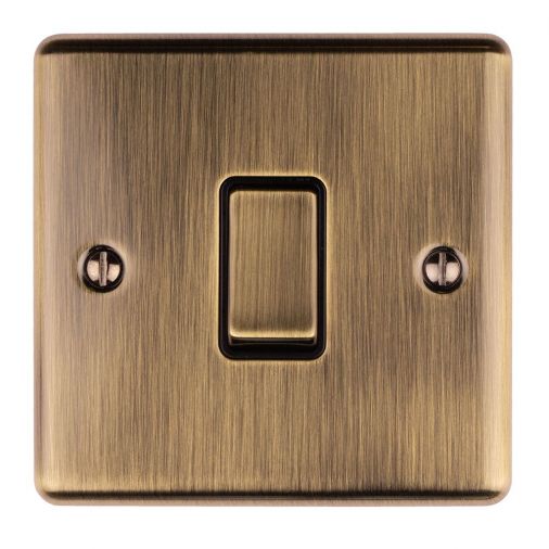 Antique Brass Light Switch, Black Inserts and Matching Switch | 2 Way, 10A | Enhance Decorative range by Eurolite - EN1SWABB