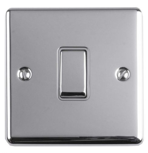 Polished Silver 20A Switch, Grey Inserts and Matching Switch | 1 Way | Enhance Decorative range by Eurolite - EN20ASWPCG