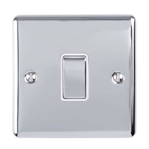 Polished Silver 20A Switch, White Inserts and Matching Switch | 1 Way | Enhance Decorative range by Eurolite - EN20ASWPCW