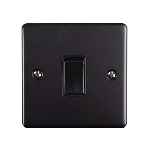 Matt Black Light Switch, Black Inserts | Intermediate, 10A | Enhance Decorative range by Eurolite - ENINTMBB