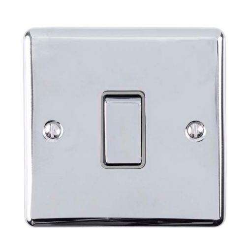 Polished Silver Light Switch, Grey Inserts and Matching Switch | Intermediate, 10A | Enhance Decorative range by Eurolite - ENINTPCG