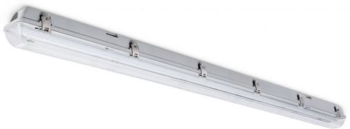 4000K Grey LED Batten Fitting, 1563x104x96mm, 4500 Lumens, Integral LED, 240V, 49W, IP65, Class 2 - Double Insulated