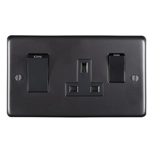 Eurolite MB45ASWASB Metal Matt Black Cooker Switch and Socket