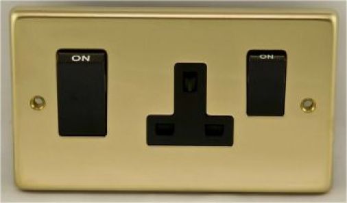 Eurolite PB45ASWASB Metal Polished Brass Cooker Switch and Socket