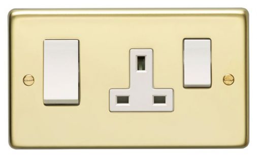 Eurolite PB45ASWASW Metal Polished Brass Cooker Switch and Socket