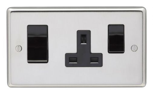 Eurolite PSS45ASWASB Metal Polished Stainless Steel Cooker Switch and Socket