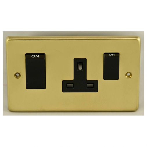 Eurolite SB45ASWASB Metal Satin Brass Cooker Switch and Socket