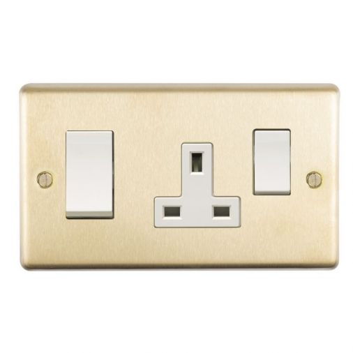 Eurolite SB45ASWASW Metal Satin Brass Cooker Switch and Socket