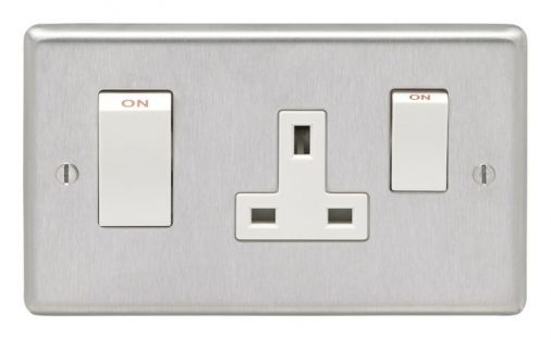 Eurolite SSS45ASWASW Metal Satin Stainless Steel Cooker Switch and Socket