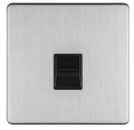 Eurolite 1 Gang Telephone Master Flat Concealed Satin Stainless Plate Black Interior - ECSS1MB